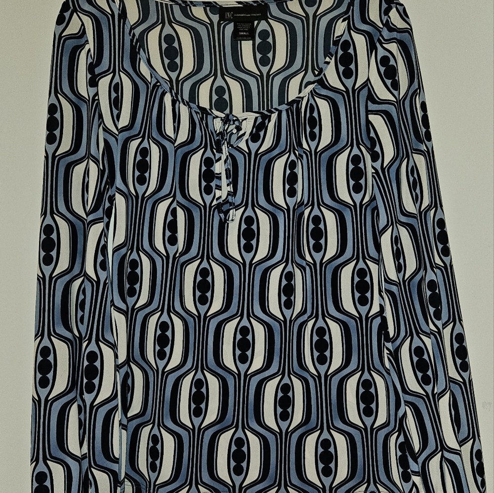INC - International Concept - Navy Blue/White, Classy Blouse - Small